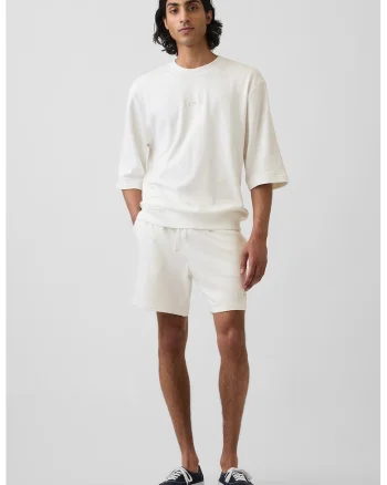 Pantaloni scurti cu logo si snur, Alb