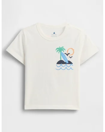 Tricou din bumbac cu decolteu la baza gatului, Alb murdar