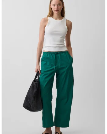 Pantaloni de trening din bumbac organic cu benzi contrastante, Verde