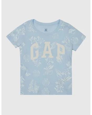 Tricou de bumbac cu logo, Albastru pastel