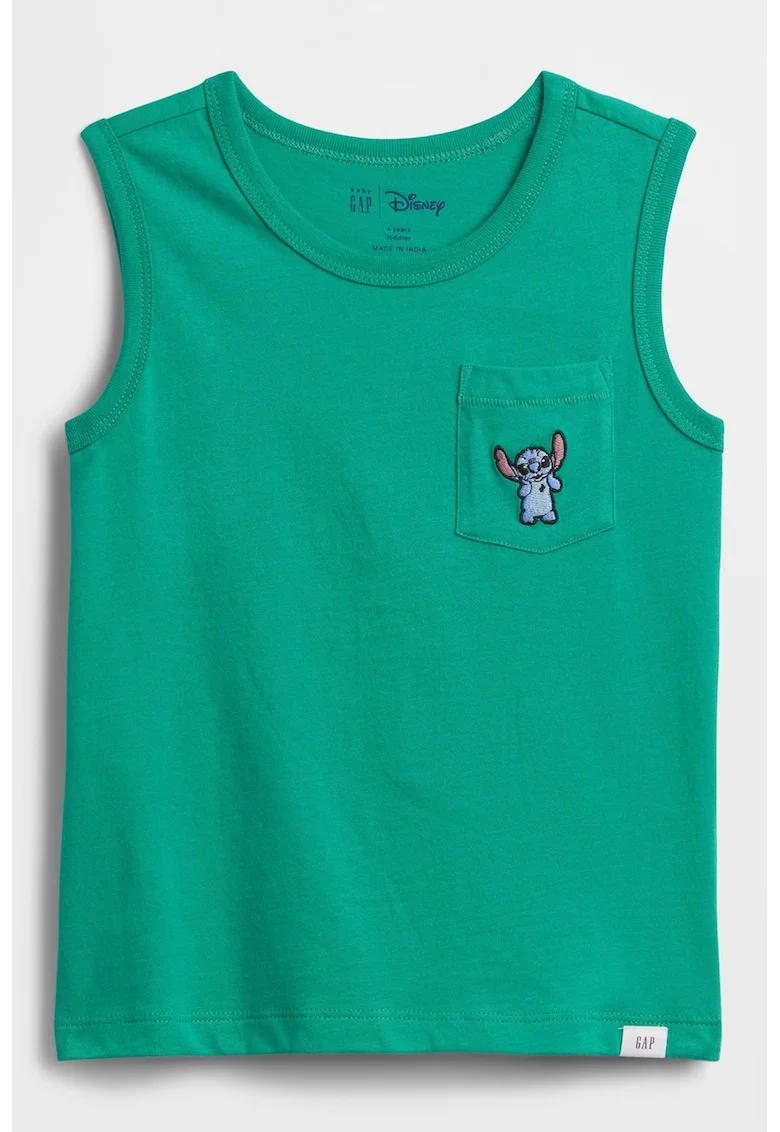Tricou cu imprimeu pe piept, Verde turcoaz