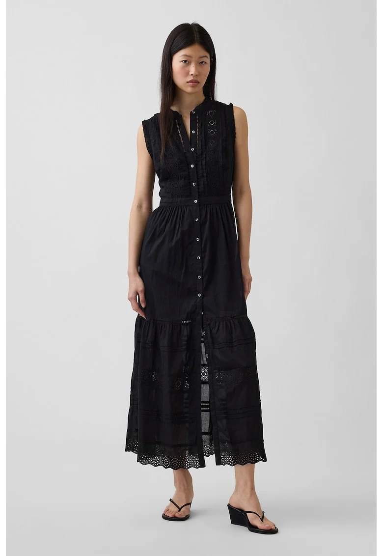 Rochie lunga din bumbac, Negru