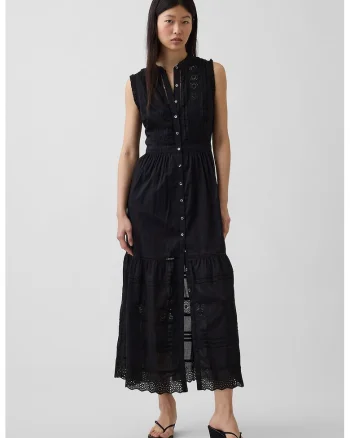 Rochie lunga din bumbac, Negru