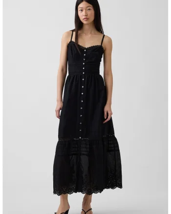 Rochie lunga cu bretele subtiri, Negru
