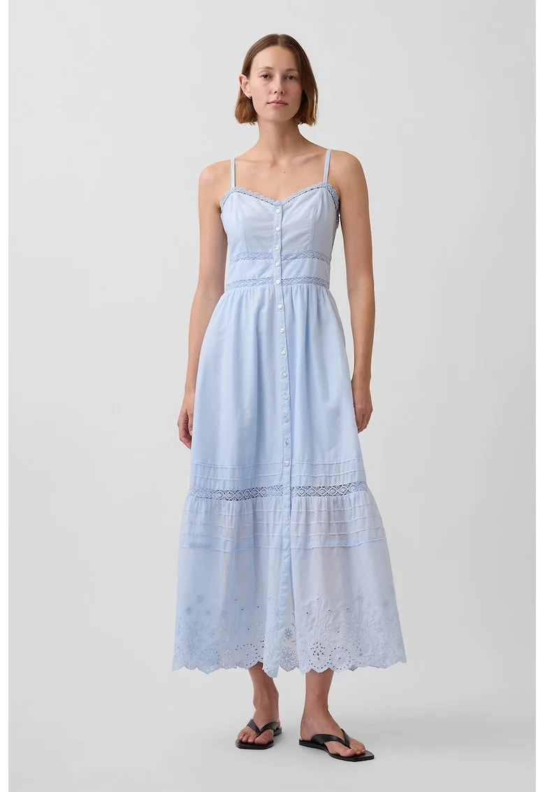 Rochie lunga cu bretele subtiri, Albastru pastel