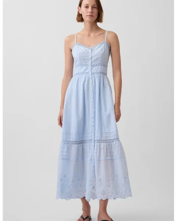 Rochie lunga cu bretele subtiri, Albastru pastel