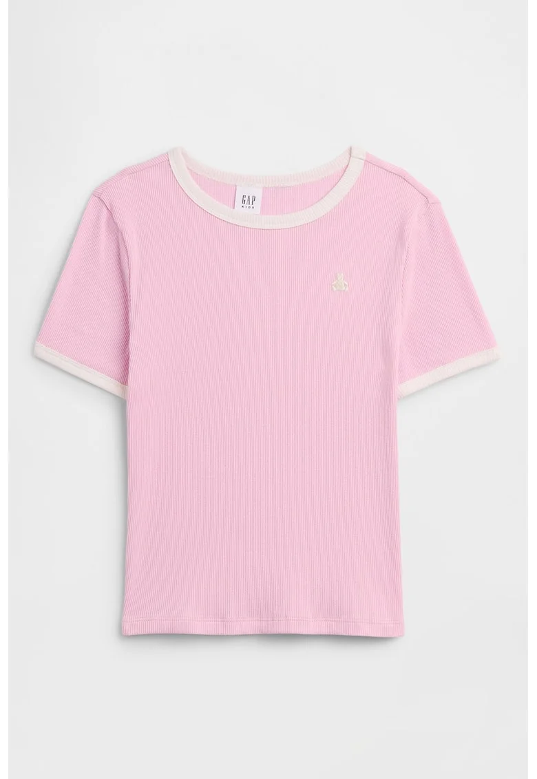 Tricou uni de bumbac, Roz deschis
