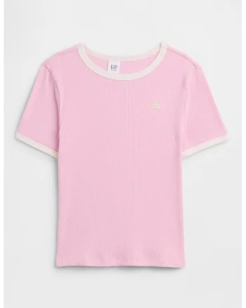 Tricou uni de bumbac, Roz deschis
