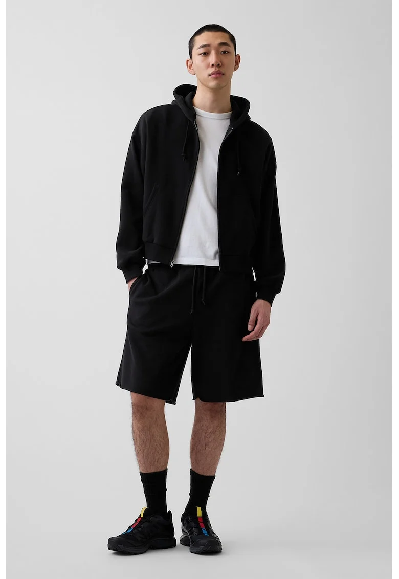 Pantaloni scurti din amestec de bumbac, Negru