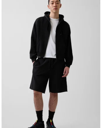 Pantaloni scurti din amestec de bumbac, Negru