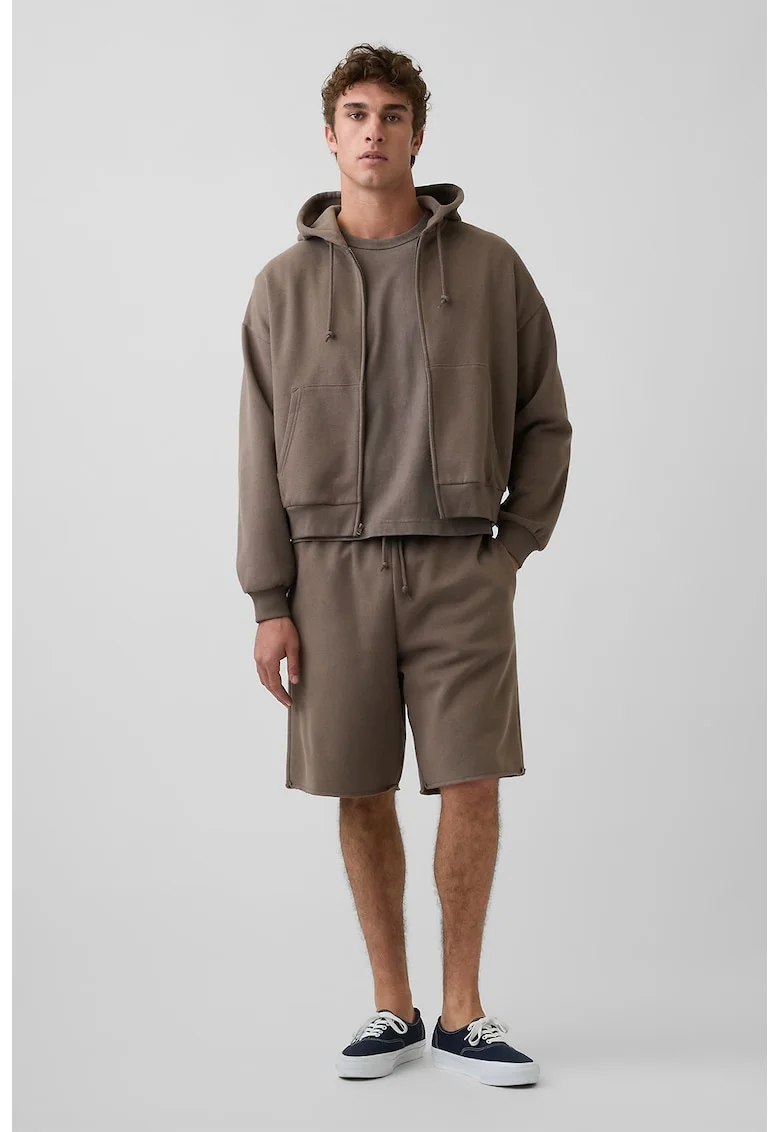 Pantaloni scurti din amestec de bumbac, Maro taupe deschis