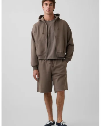 Pantaloni scurti din amestec de bumbac, Maro taupe deschis