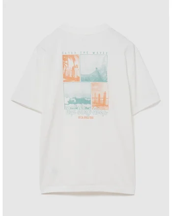 Tricou de bumbac cu imprimeu, Alb/Portocaliu/Albastru