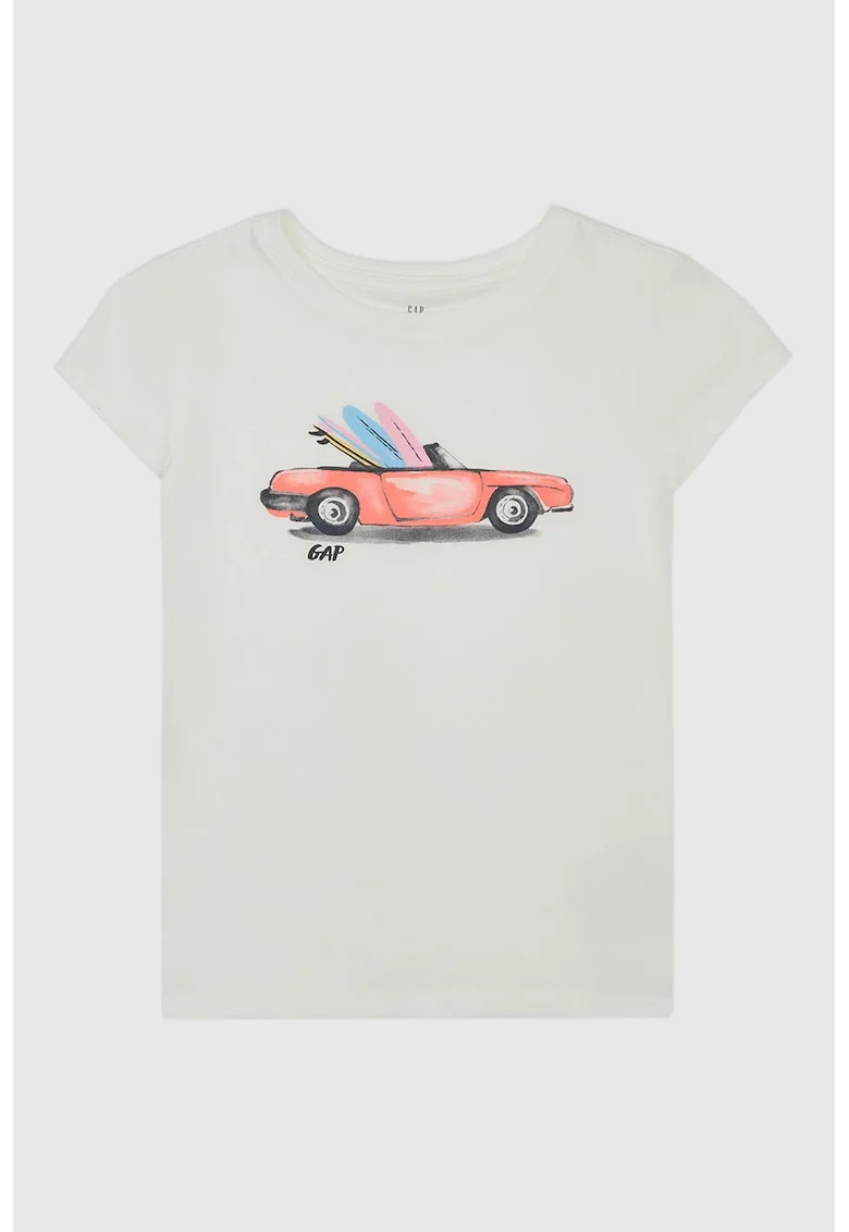 Tricou de bumbac cu imprimeu, Alb murdar
