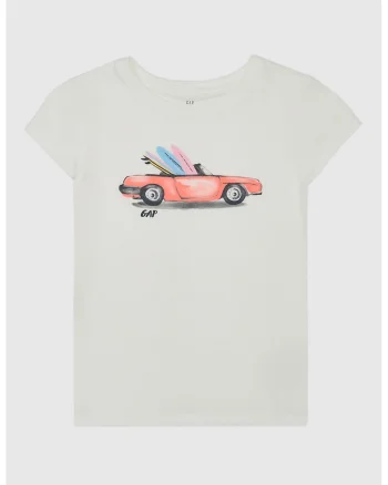 Tricou de bumbac cu imprimeu, Alb murdar