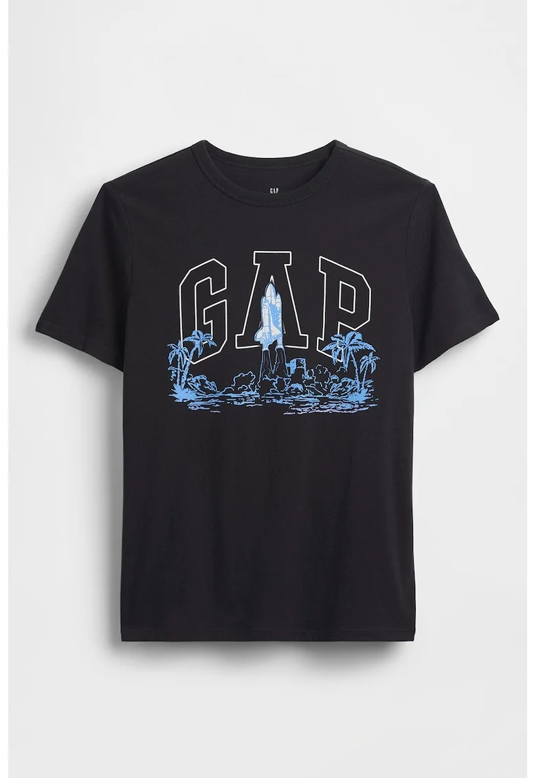 Tricou de bumbac cu imprimeu grafic, Albastru ultramarin