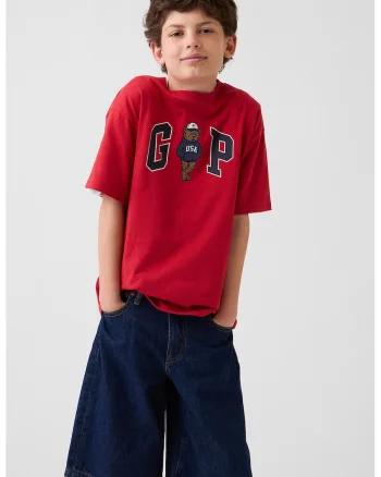 Tricou din bumbac cu imprimeu logo, Rosu