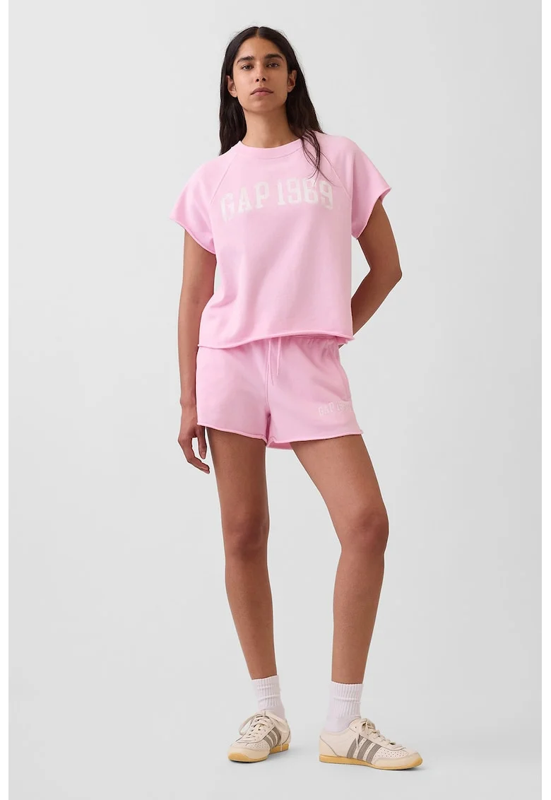 Tricou lejer cu maneci raglan, Roz deschis