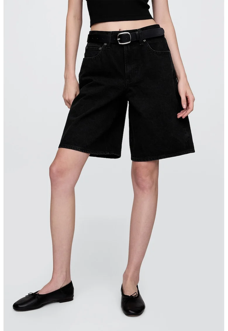 Blugi scurti relaxed fit, Negru