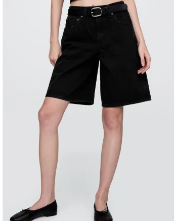 Blugi scurti relaxed fit, Negru