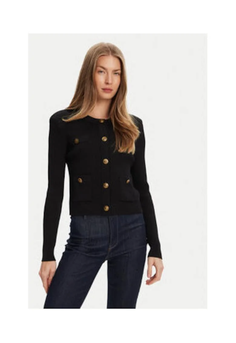 Cardigan din amestec de viscoza cu striatii si nasturi decorativi 121057, Negru