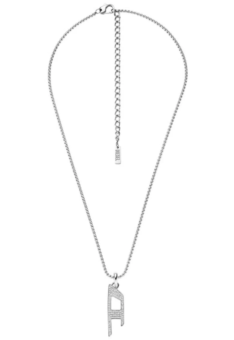 Lant -D Logo si Cubic Zirconia DX1624040, Argintiu