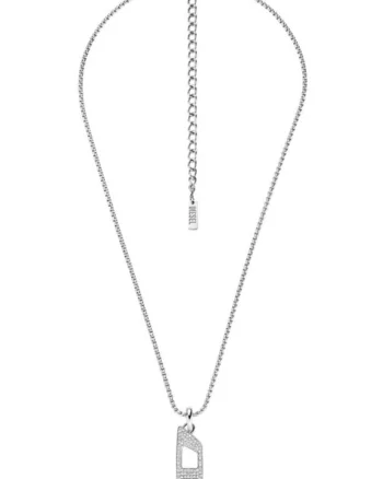 Lant -D Logo si Cubic Zirconia DX1624040, Argintiu