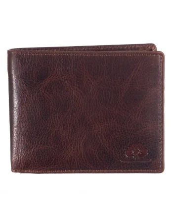 Portofel barbati piele naturala maro 12 x 9 cm, Rugged,