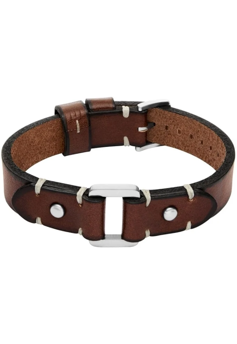 Bratara  Jewelry piele JF04942040, Maro, Argintiu