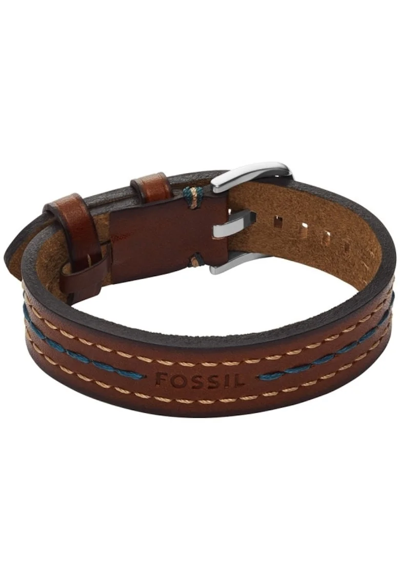 Bratara  Everett piele JF04949040, Maro, Argintiu