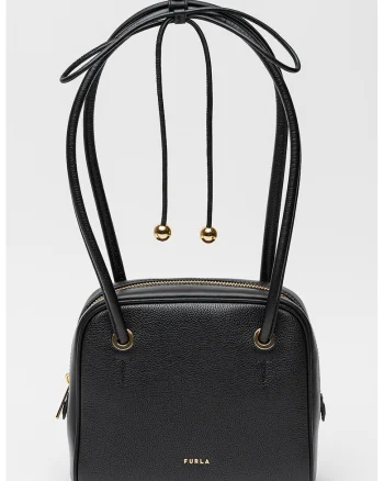 Geanta de piele cu bareta de umar si funda detasabila Poppy, Negru