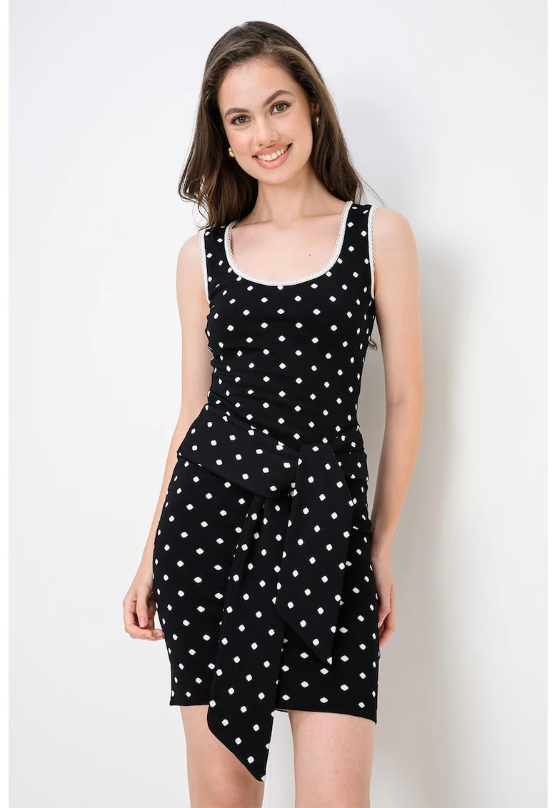 Rochie scurta cu buline, Alb/Negru stins