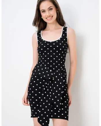 Rochie scurta cu buline, Alb/Negru stins