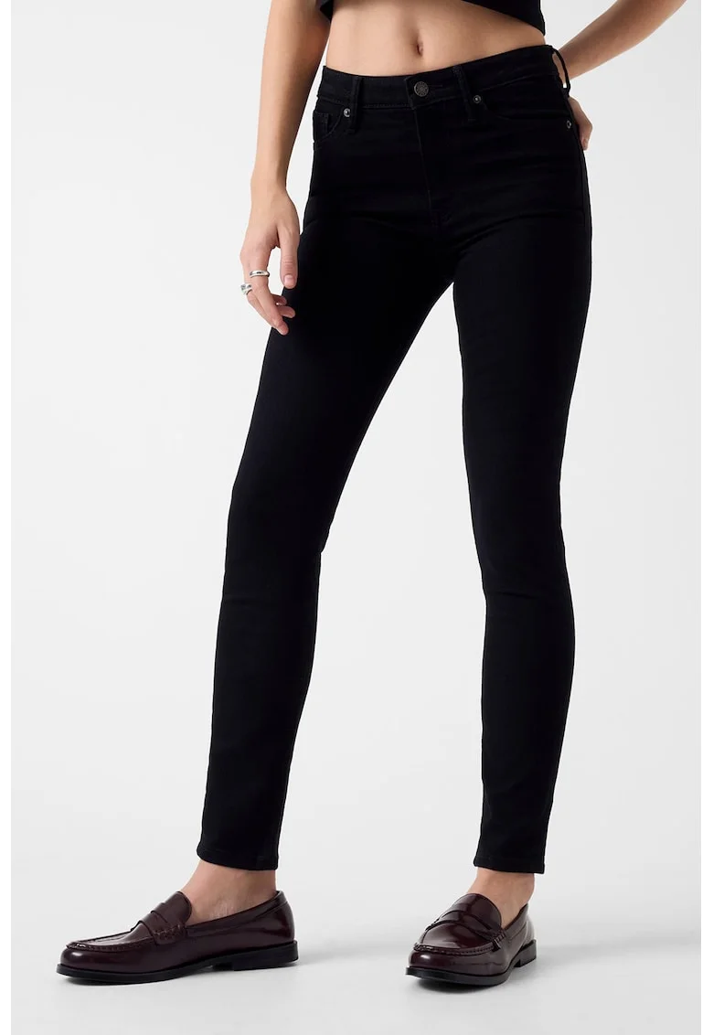 Blugi skinny cu talie inalta, Negru