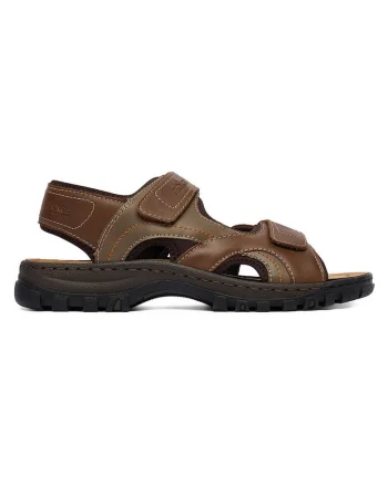 Sandale barbatesti,  velcro, maro piele ecologica