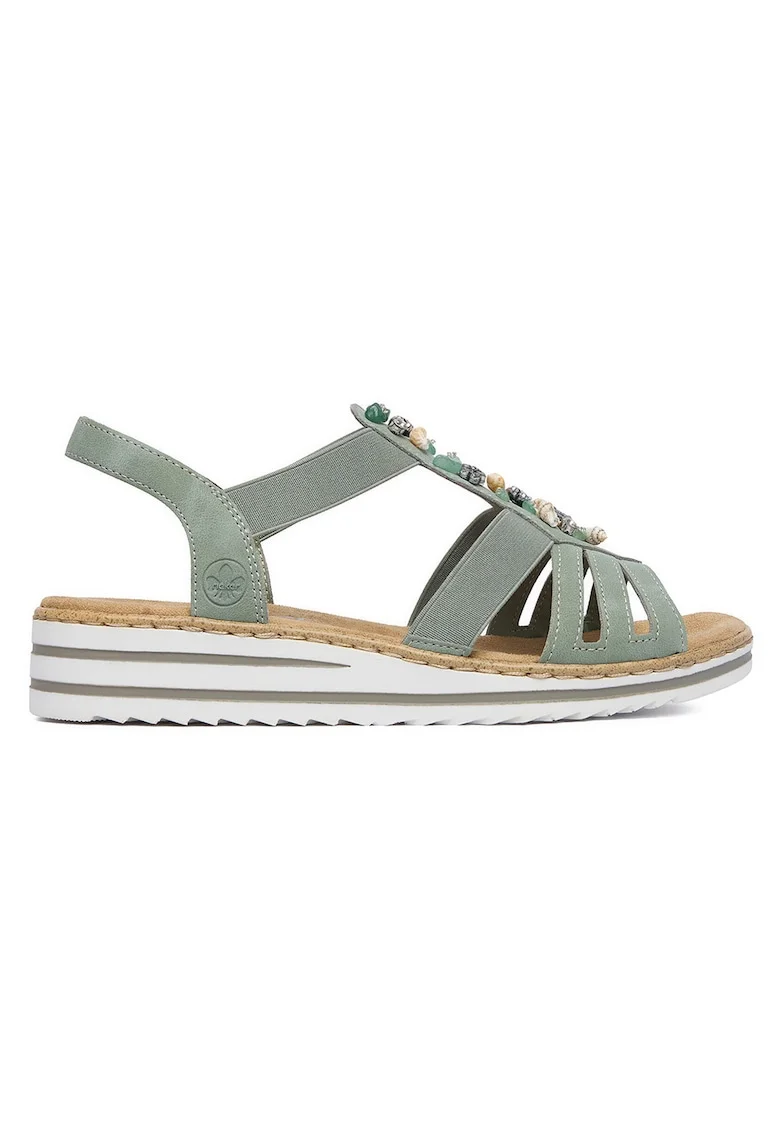 Sandale dama  casual, verde, piele ecologica,