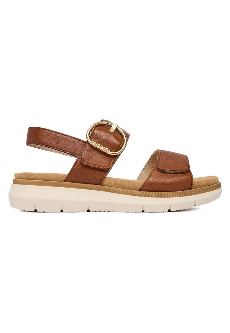 Sandale dama  piele naturala, talpa groasa, velcro, maro,