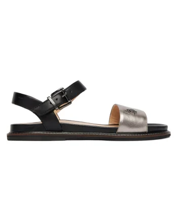 Sandale dama,  piele naturala, argintiu/negru, elegant