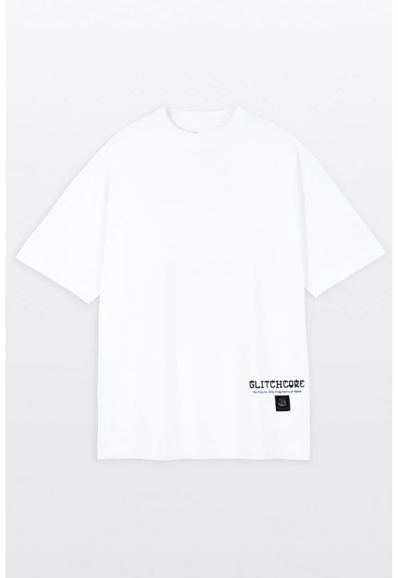 Tricou lejer din bumbac cu decolteu la baza gatului