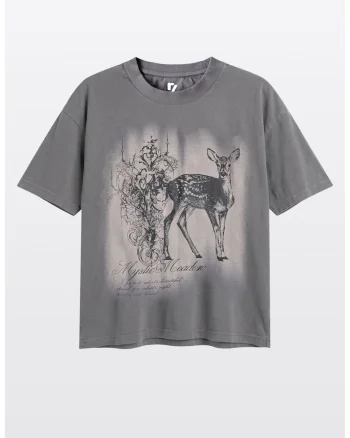 Tricou supradimensionat din bumbac cu imprimeu, Gri