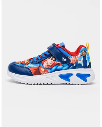 Pantofi sport Asister cu imprimeu Superman si led-uri, Rosu/Albastru royal/Alb optic