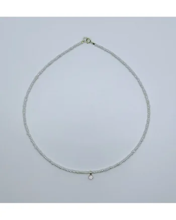 Colier handmade, realizat din perle de cultura, pandantiv argint, inchider argint, lungime: 39 cm
