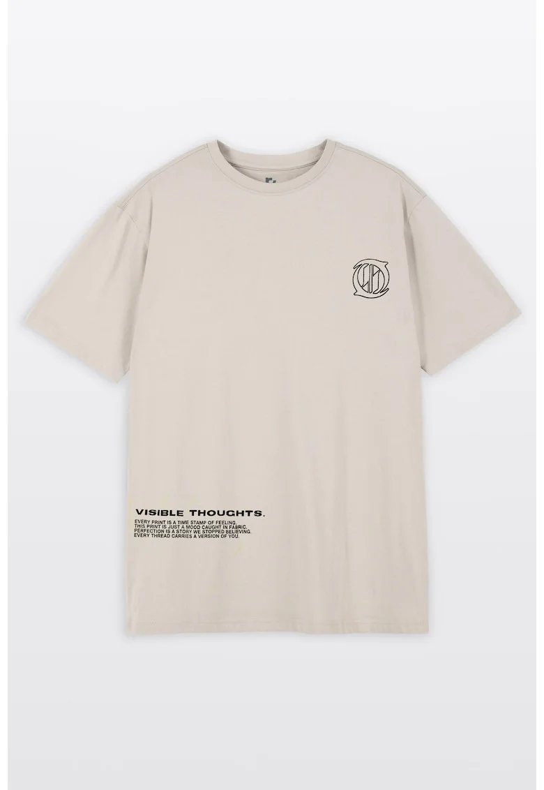 Tricou lejer din bumbac cu imprimeu text