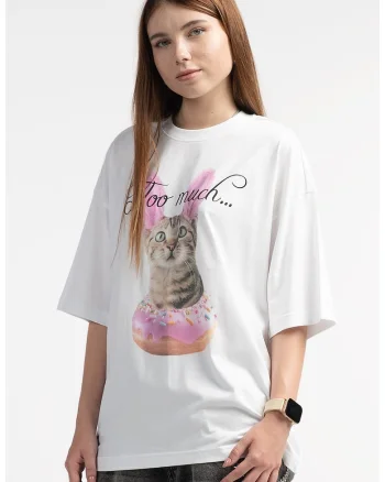 Tricou supradimensionat din bumbac cu decolteu la baza gatului