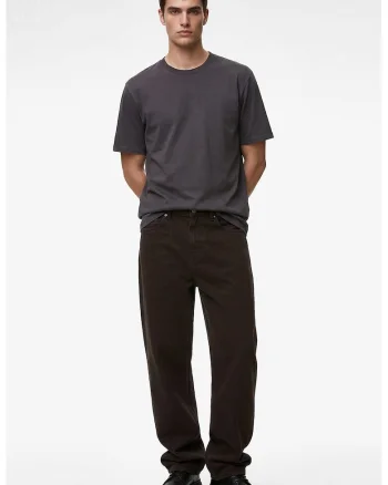 Tricou uni cu decolteu la baza gatului, Gri antracit