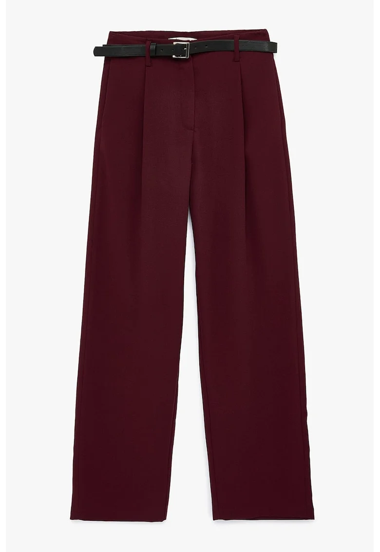 Pantaloni drepti cu o curea, Visiniu inchis