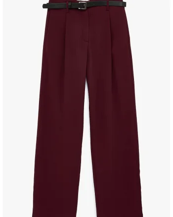 Pantaloni drepti cu o curea, Visiniu inchis