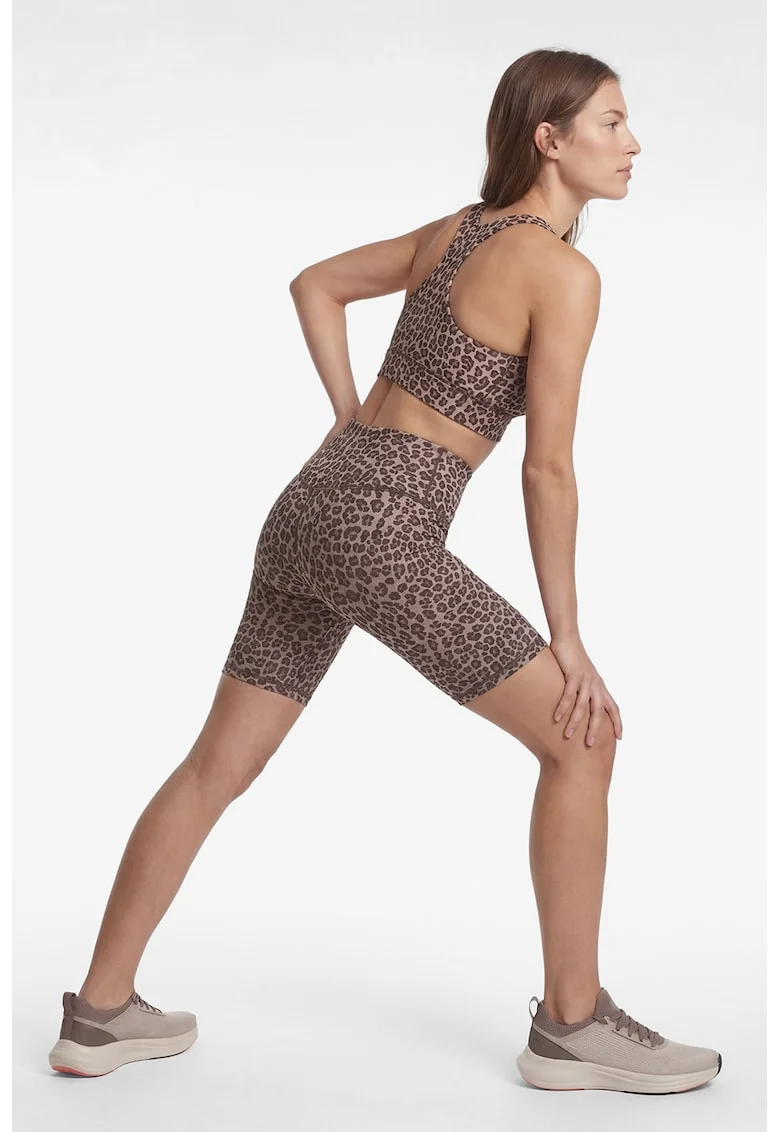 Colanti scurti cu animal print, Maro taupe deschis