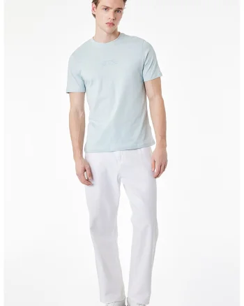 Tricou regular fit cu decolteu la baza gatului, Albastru pastel