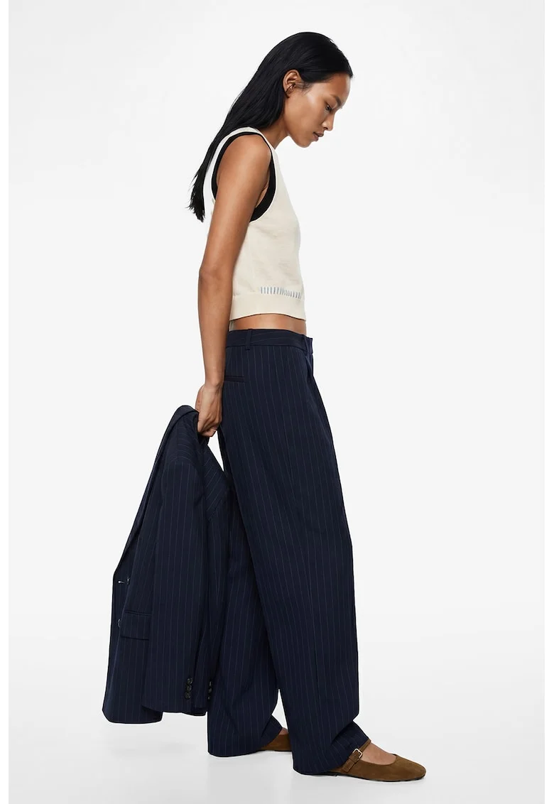 Pantaloni drepti cu croiala ampla, Bleumarin